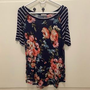 Floral and striped top